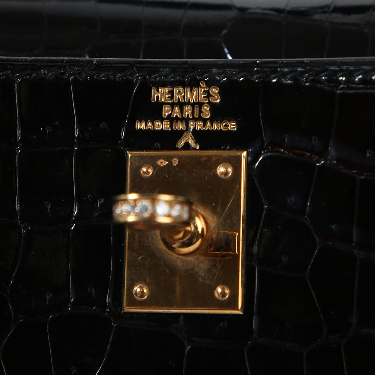HERMÈS Hermes Mini Kelly Black Crocodile Porosus 