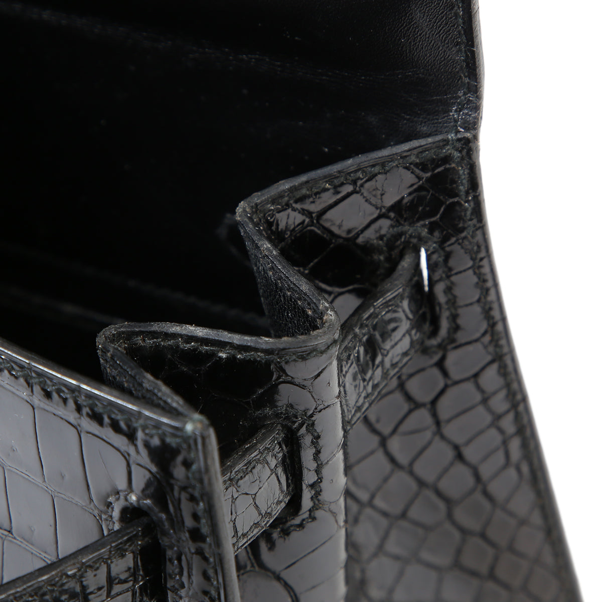 HERMÈS Hermes Mini Kelly Black Crocodile Porosus 