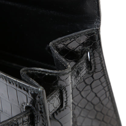 HERMÈS Hermes Mini Kelly Black Crocodile Porosus 