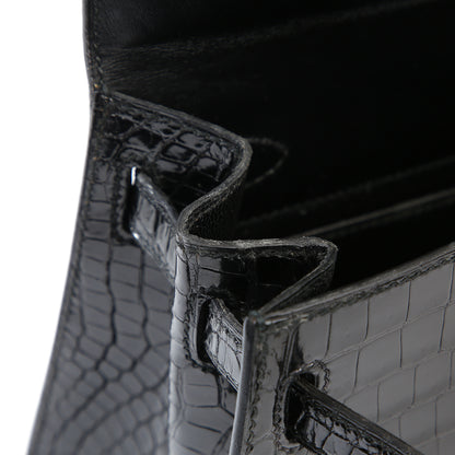 HERMÈS Hermes Mini Kelly Black Crocodile Porosus 