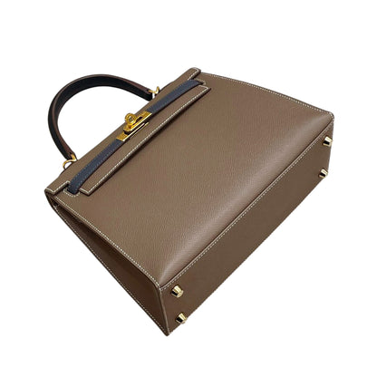 HERMÈS エルメス ケリー25 セリエ エトゥープ ブラック グリメイヤー