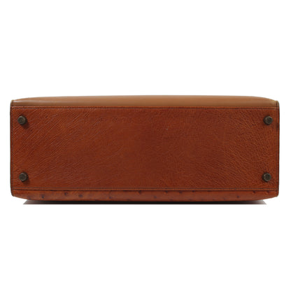HERMÈS Hermes Kelly 32 Brown Ostrich 