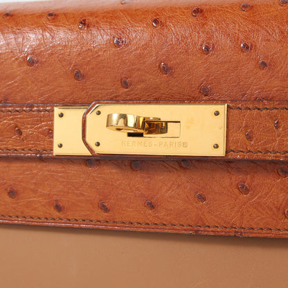 HERMÈS Hermes Kelly 32 Brown Ostrich 