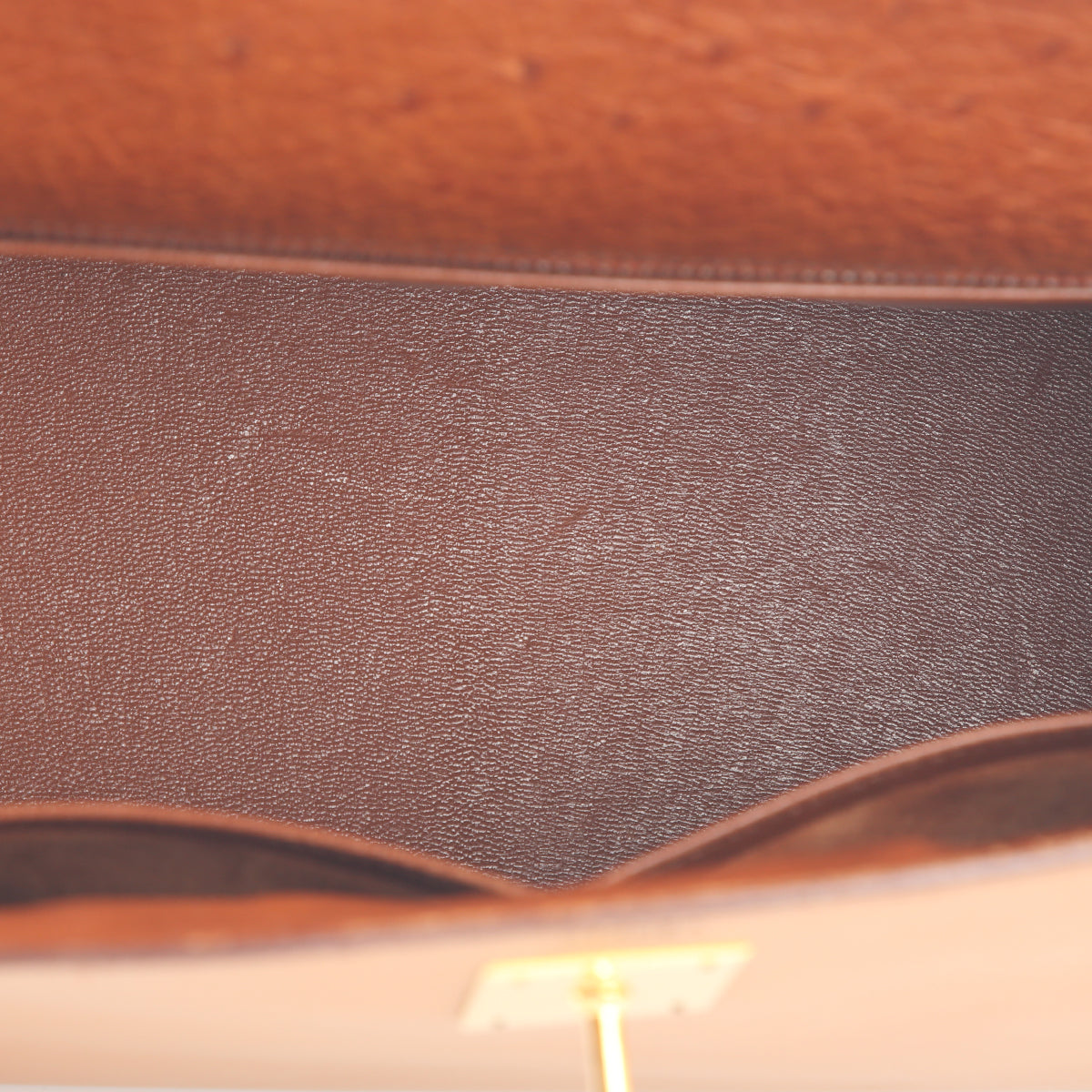 HERMÈS Hermes Kelly 32 Brown Ostrich 