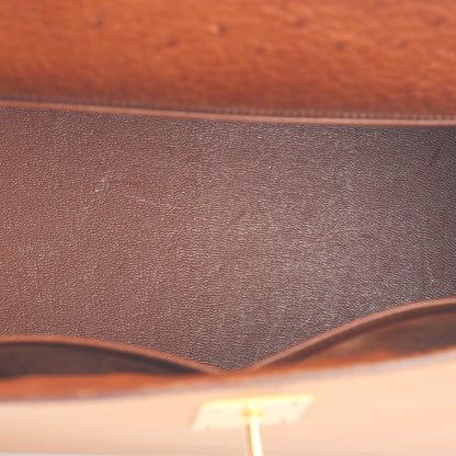 HERMÈS Hermes Kelly 32 Brown Ostrich 