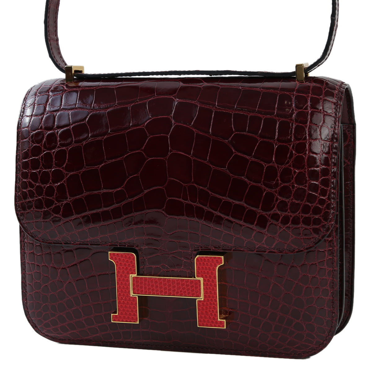 HERMÈS Hermes Constance 3 Mini Burgundy Crocodile Alligator Lise 