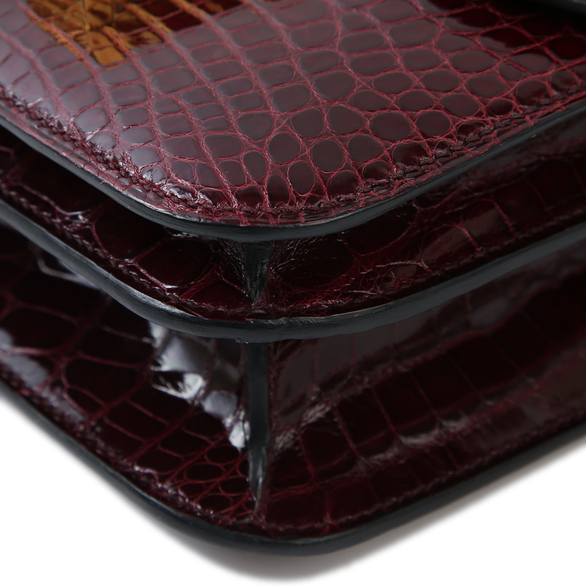HERMÈS Hermes Constance 3 Mini Burgundy Crocodile Alligator Lise 