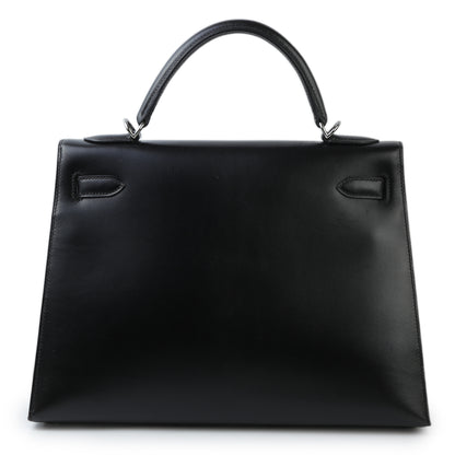 HERMÈS Hermès Kelly 32 Serie Black with Ruthenium Hardware AB