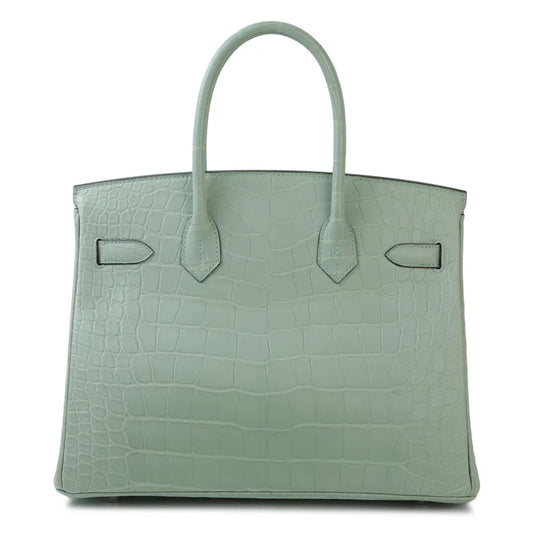 HERMÈS Hermes Birkin 30 Vert Dew Crocodile Alligator Matte 
