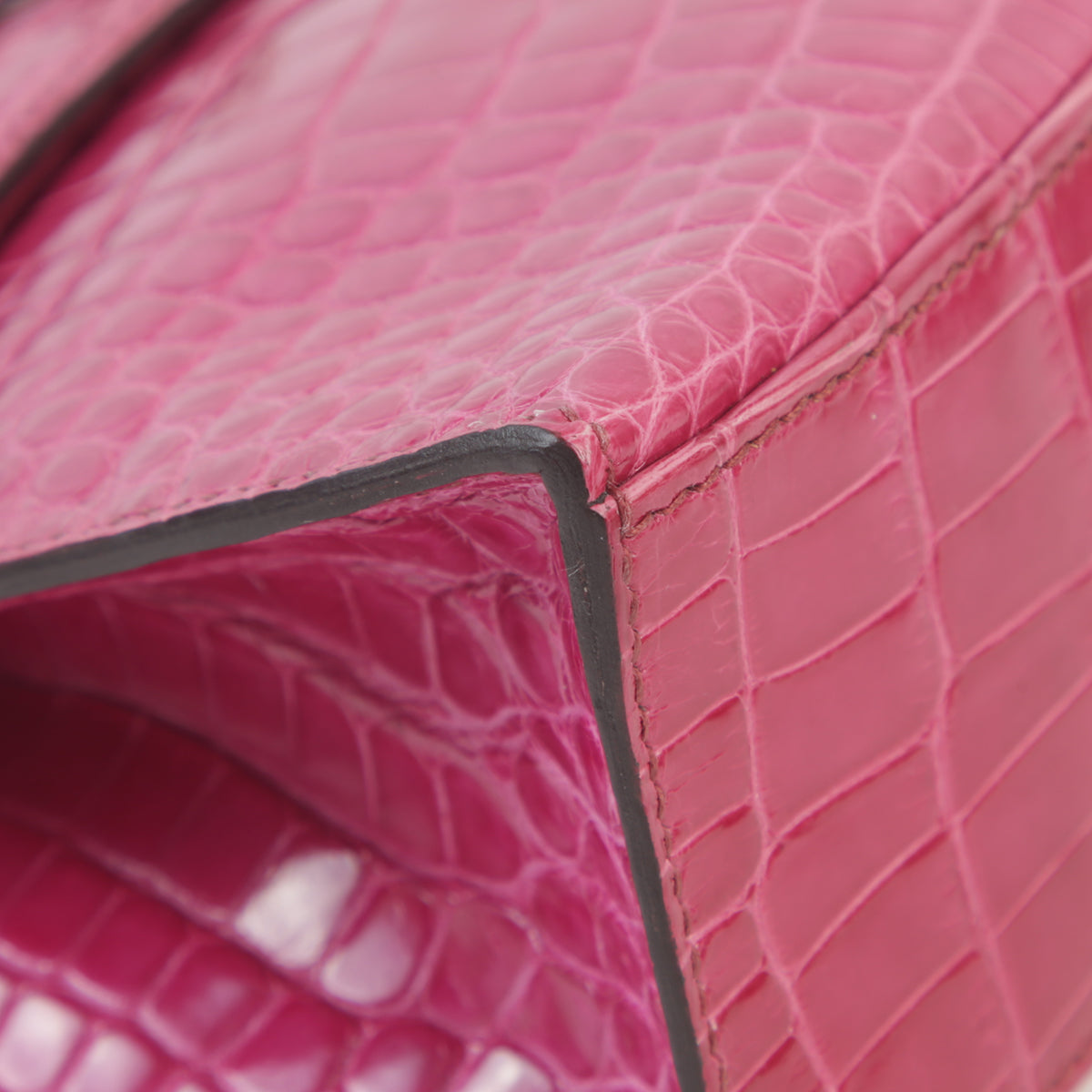 HERMÈS Hermes Pochette Kelly Rose Tyrian Crocodile Alligator Lise 