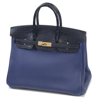 HERMÈS Hermes Birkin 25 Touch Blue Saphir Blue Marine Crocodile Alligator Matte
