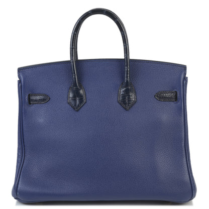 HERMÈS Hermes Birkin 25 Touch Blue Saphir Blue Marine Crocodile Alligator Matte