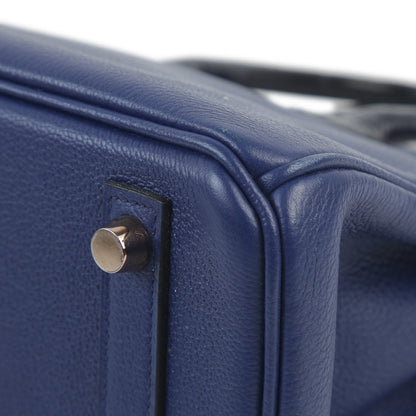 HERMÈS Hermes Birkin 25 Touch Blue Saphir Blue Marine Crocodile Alligator Matte