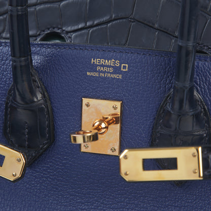 HERMÈS Hermes Birkin 25 Touch Blue Saphir Blue Marine Crocodile Alligator Matte