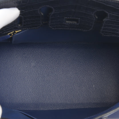HERMÈS Hermes Birkin 25 Touch Blue Saphir Blue Marine Crocodile Alligator Matte