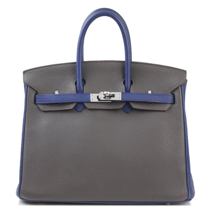 HERMÈS Hermes Special Order Birkin 25 Etain Blue Electric 