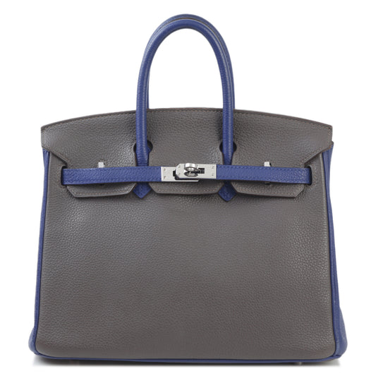 HERMÈS Hermes Special Order Birkin 25 Etain Blue Electric 