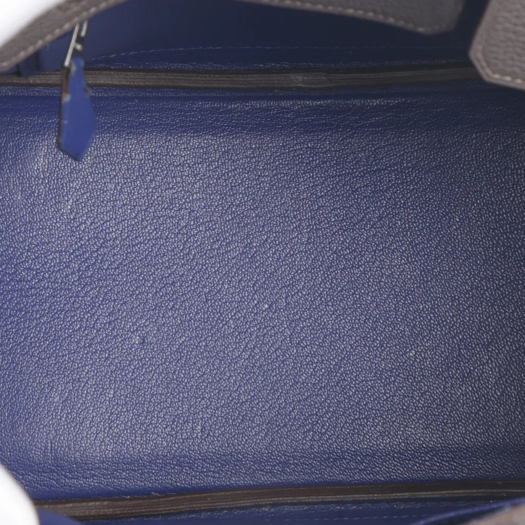 HERMÈS Hermes Special Order Birkin 25 Etain Blue Electric 