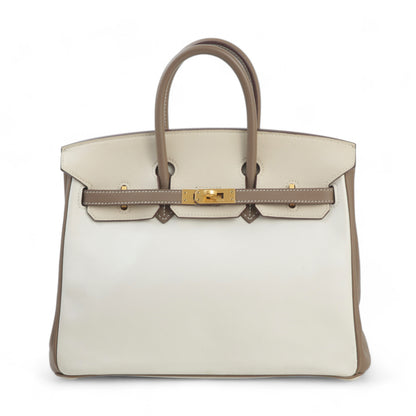 HERMÈS Hermes Special Order Birkin 25 Etoupe Parchemin White 