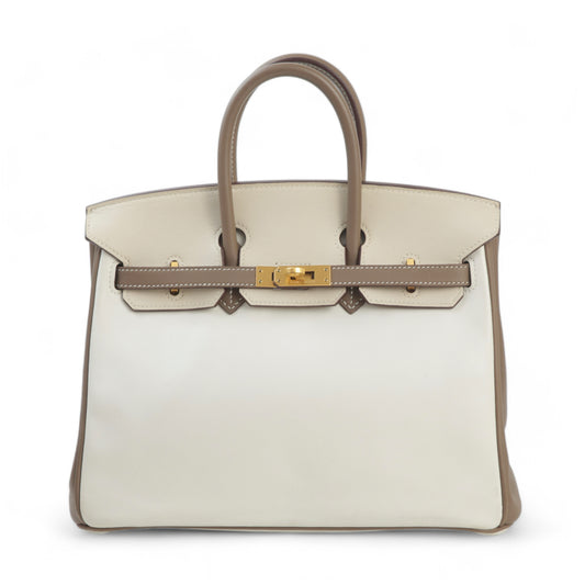 HERMÈS Hermes Special Order Birkin 25 Etoupe Parchemin White 