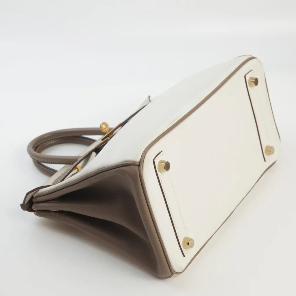 HERMÈS Hermes Special Order Birkin 25 Etoupe Parchemin White 