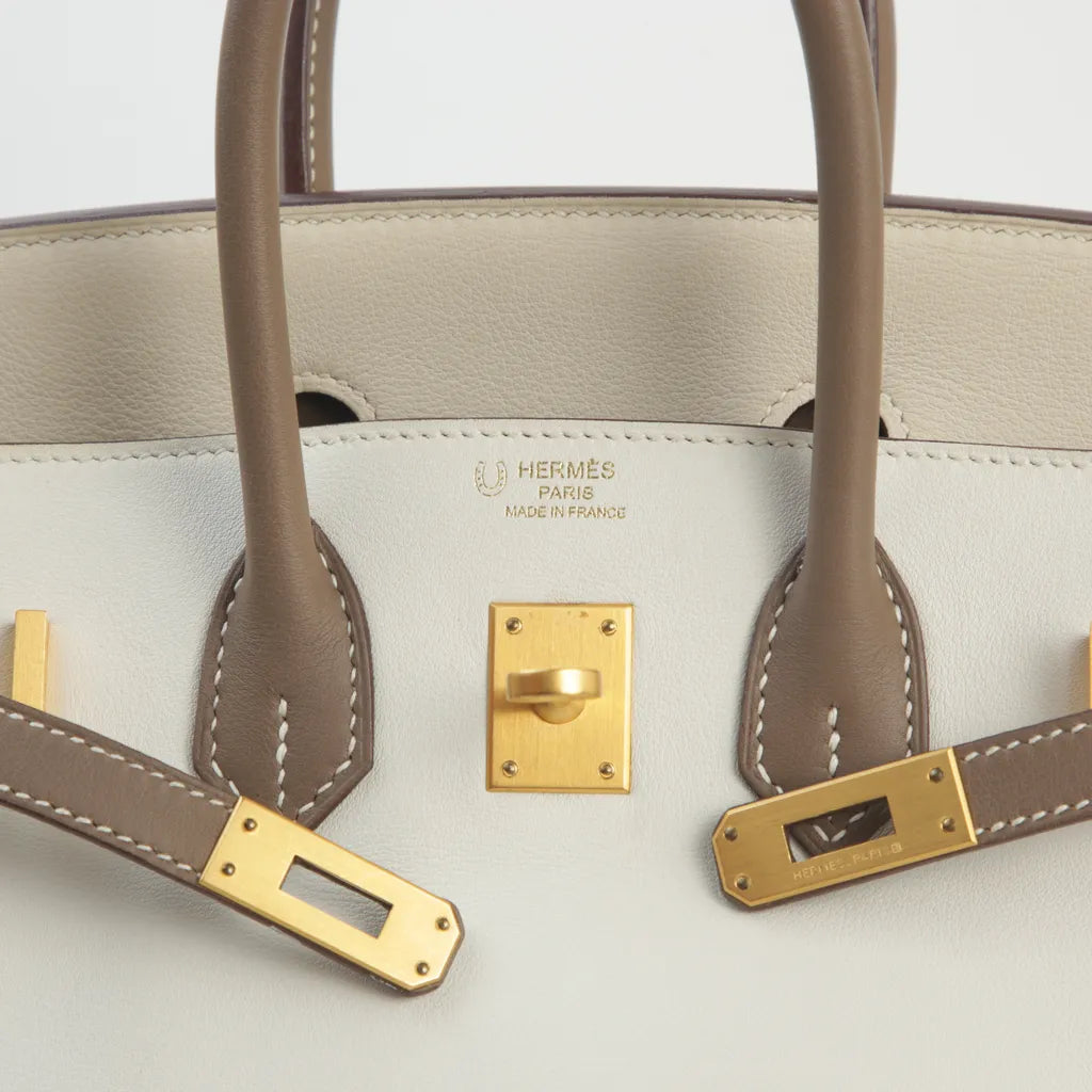 HERMÈS Hermes Special Order Birkin 25 Etoupe Parchemin White 