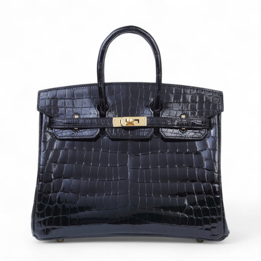 HERMÈS エルメス バーキン25 ブラック クロコダイル ニロティカス リセ