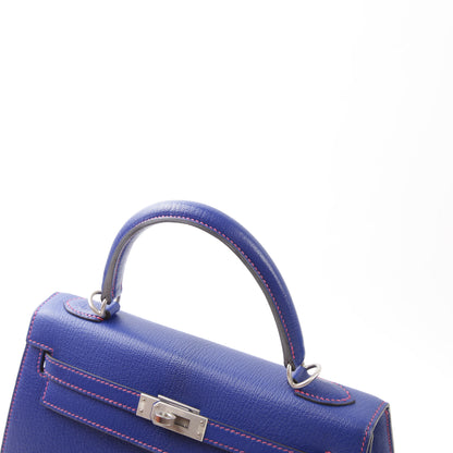 HERMÈS Hermes Special Order Kelly 25 Serie Framboise Blue Electric Bougainvillea 