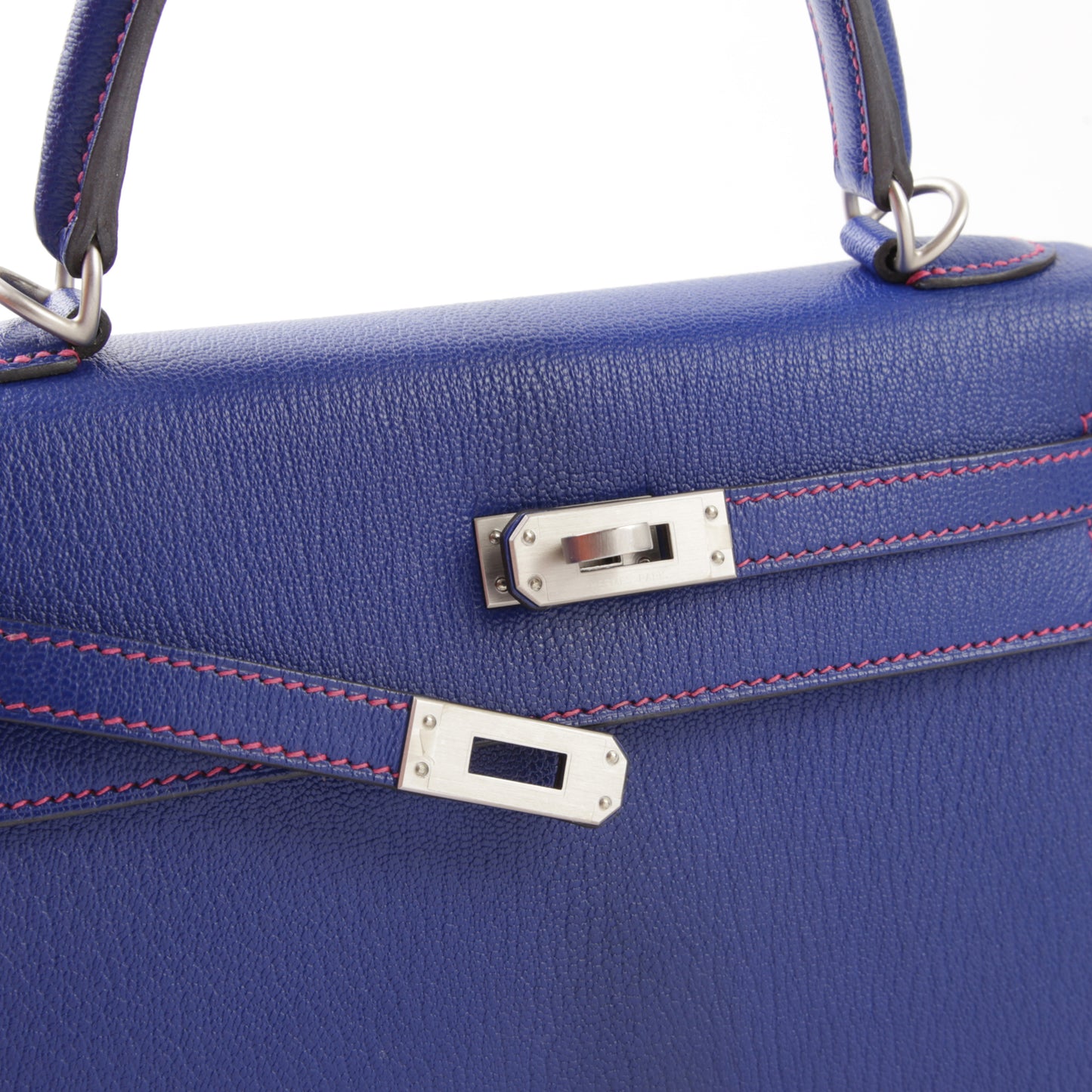 HERMÈS Hermes Special Order Kelly 25 Serie Framboise Blue Electric Bougainvillea 
