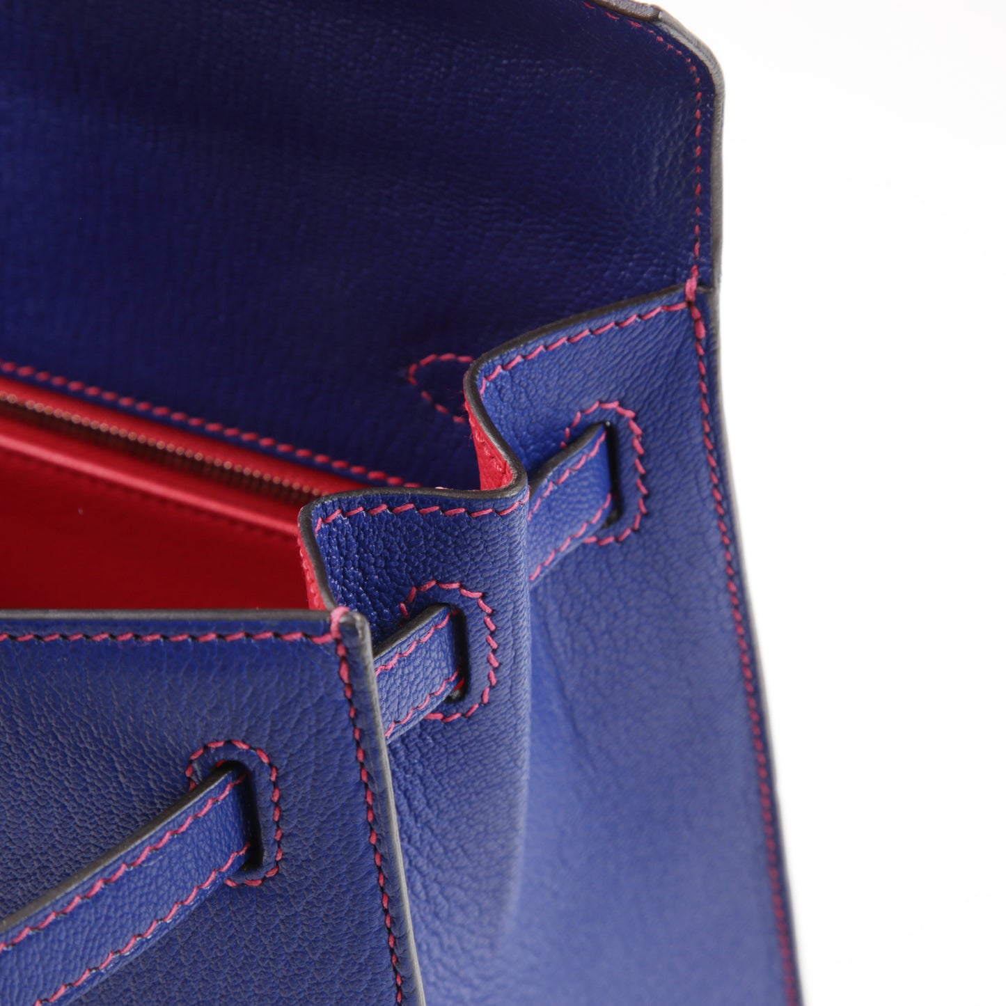 HERMÈS Hermes Special Order Kelly 25 Serie Framboise Blue Electric Bougainvillea 