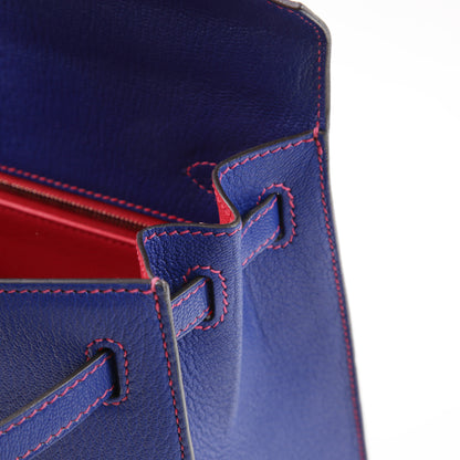 HERMÈS Hermes Special Order Kelly 25 Serie Framboise Blue Electric Bougainvillea 