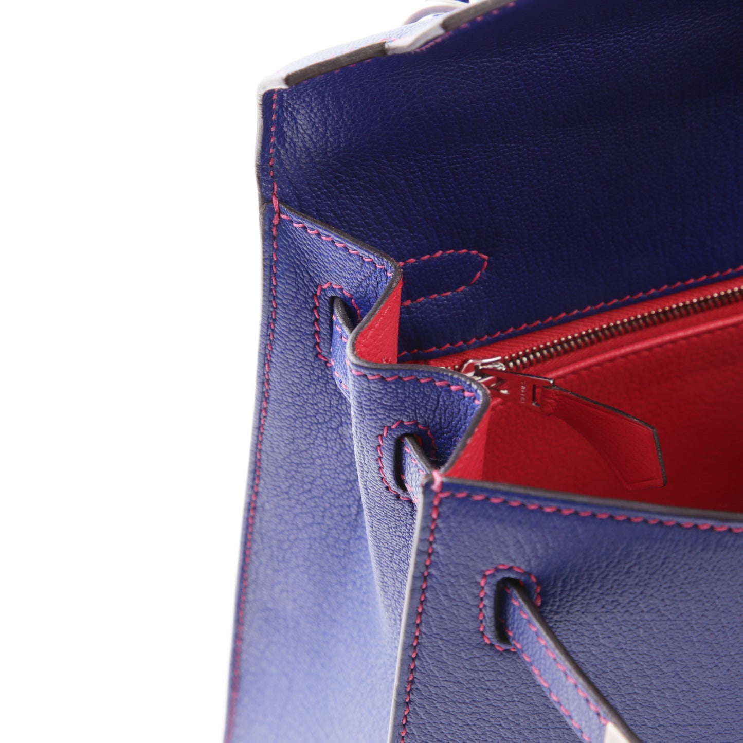 HERMÈS Hermes Special Order Kelly 25 Serie Framboise Blue Electric Bougainvillea 