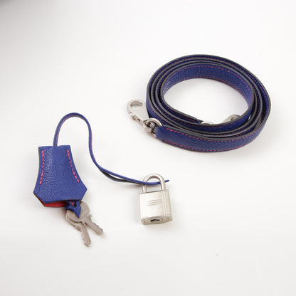 HERMÈS Hermes Special Order Kelly 25 Serie Framboise Blue Electric Bougainvillea 