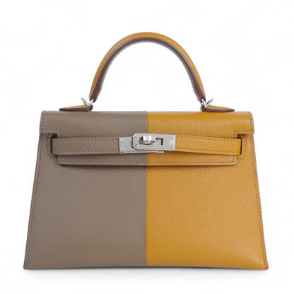 HERMÈS エルメス ミニケリー2 カザック エトゥープ セサミ ブルーインディゴ