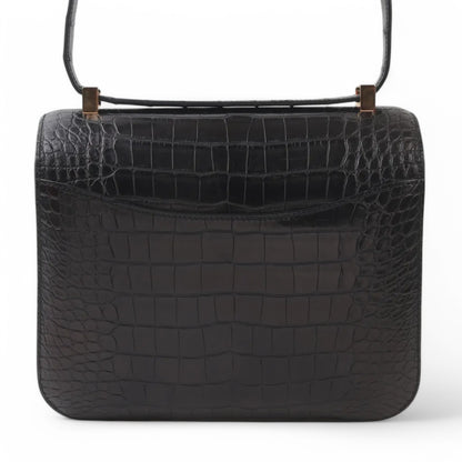HERMÈS Hermes Constance 24 Black Crocodile Alligator Matte 