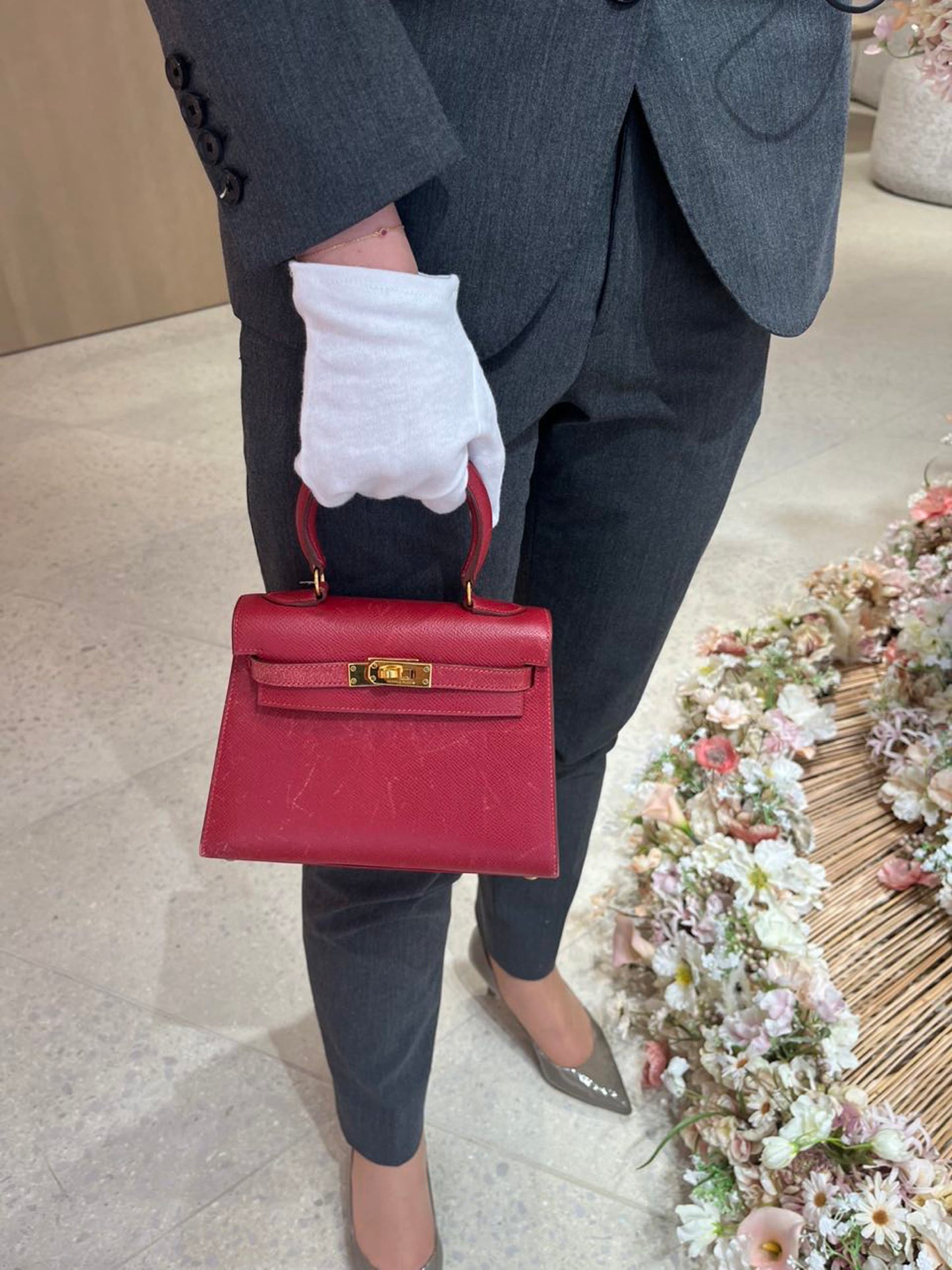 HERMÈS エルメス ヴィンテージ ミニケリー ルージュアッシュ