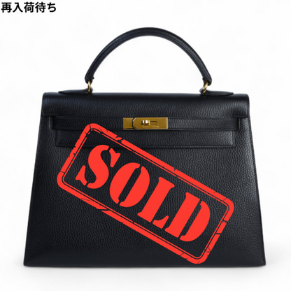 HERMÈS Hermès Kelly 32 Sellier Noir with Gold Hardware