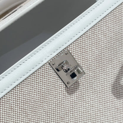 HERMÈS エルメス ケリー25 セリエ ホワイト キャンバス