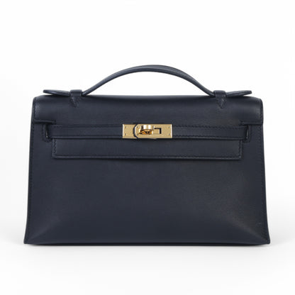 HERMÈS Hermès Kelly Pochette in Black with Gold Hardware 