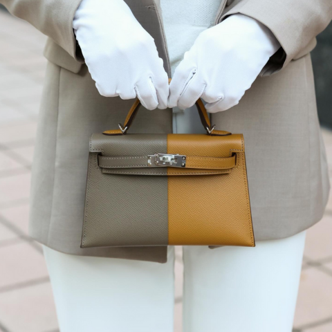 HERMÈS エルメス ミニケリー2 カザック エトゥープ セサミ ブルーインディゴ