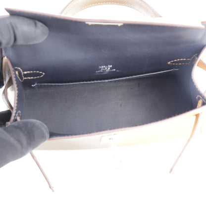 HERMÈS エルメス ミニケリー2 カザック エトゥープ セサミ ブルーインディゴ