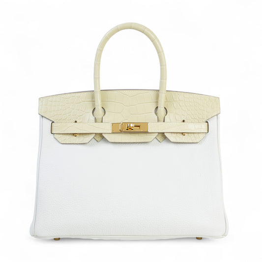 HERMÈS エルメス バーキン30 タッチ クロコダイル アリゲーター マット マッシュルーム バニラ