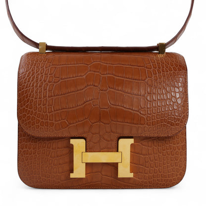 HERMÈS Hermes Constance 24 Gold Crocodile Alligator Matte