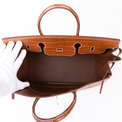 HERMÈS エルメス バーキン40 ゴールド クロコダイル アリゲーター マット
