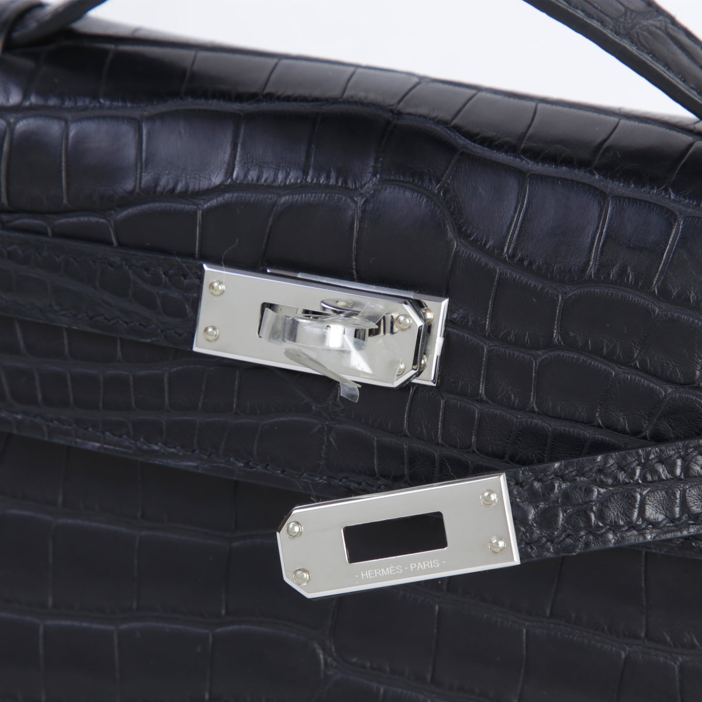 HERMÈS エルメス ポシェットケリー ブラック クロコダイル アリゲーター マット