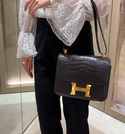 HERMÈS エルメス コンスタンス24 ブラック クロコダイル アリゲーター マット