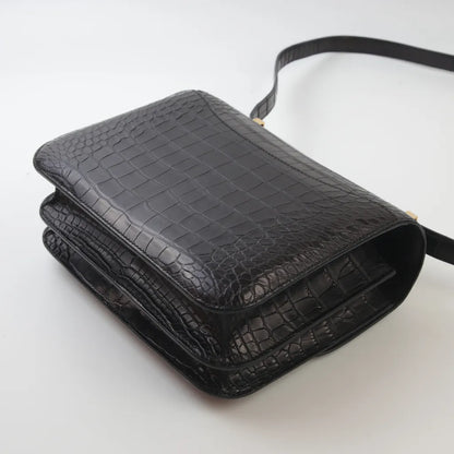 HERMÈS Hermes Constance 24 Black Crocodile Alligator Matte 