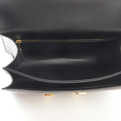 HERMÈS Hermes Constance 24 Black Crocodile Alligator Matte 