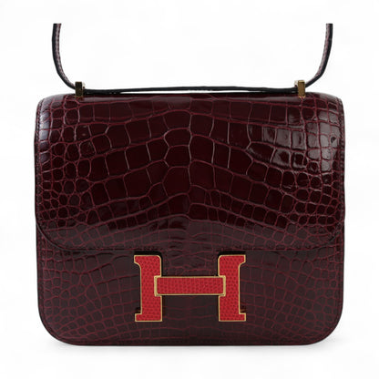 HERMÈS Hermes Constance 3 Mini Burgundy Crocodile Alligator Lise 
