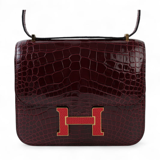 HERMÈS Hermes Constance 3 Mini Burgundy Crocodile Alligator Lise 